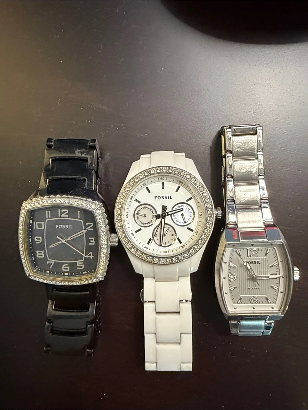 Fossil Trio Watch Set - Black, White & Silver Tones - Picture 1 of 1